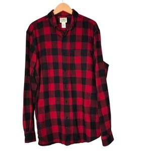 L. L. Bean Scotch Plaid Flannel Shirt Vintage Red Black Rob Roy Cotton Large